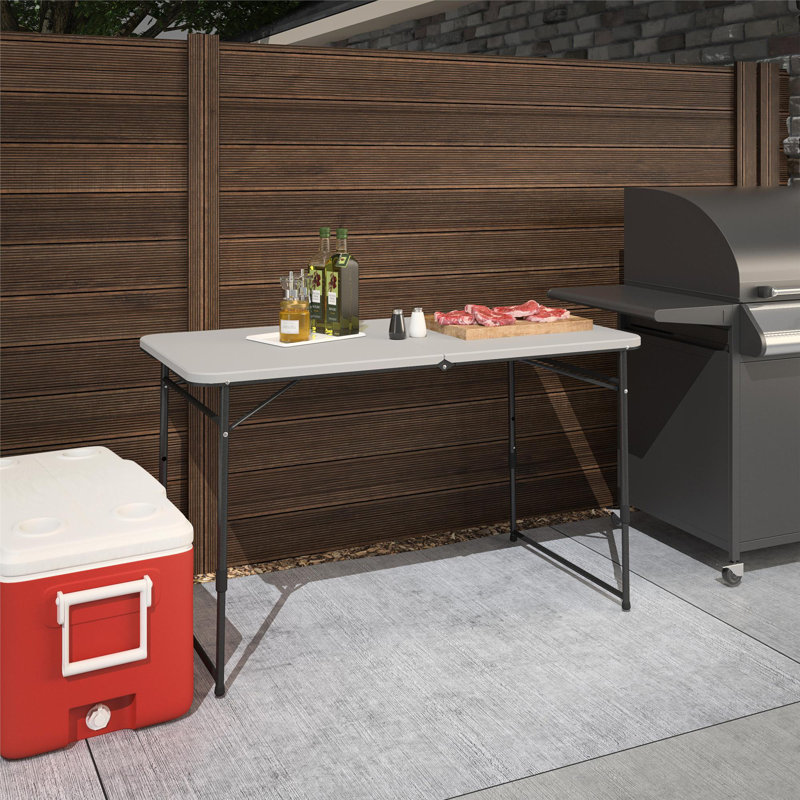 Gray Adjustable Height Fold-in-Half Portable Utility Table