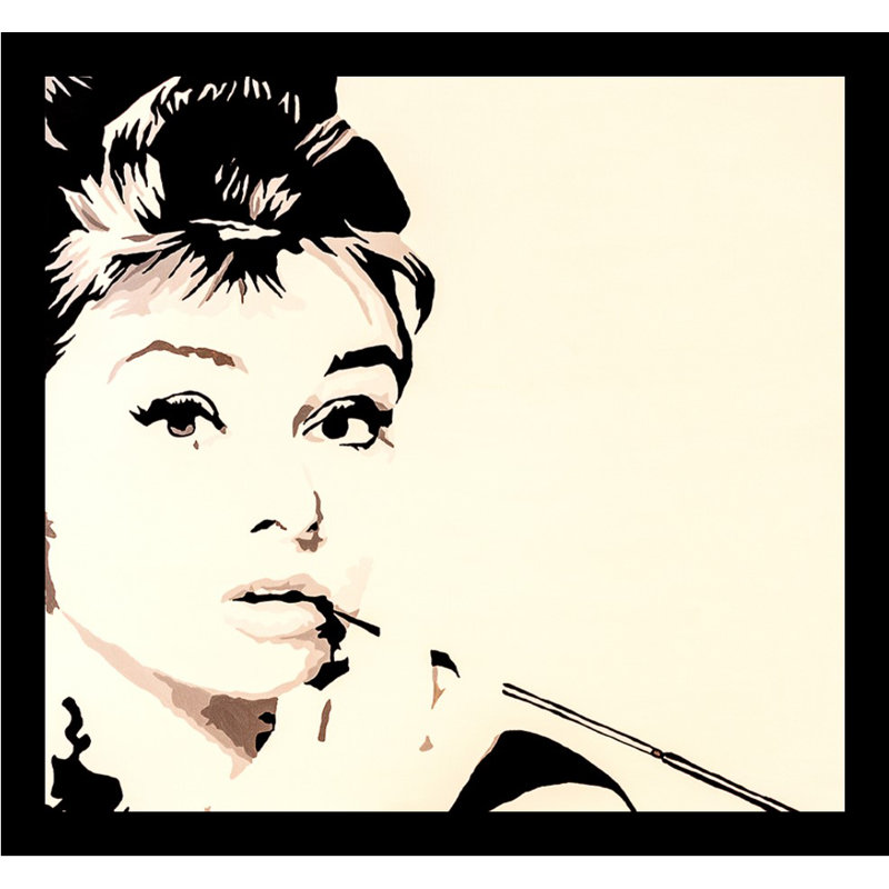 « just smokin audrey hepburn », reproduction d’art encadrée, H 18" x l 18" x P 1"