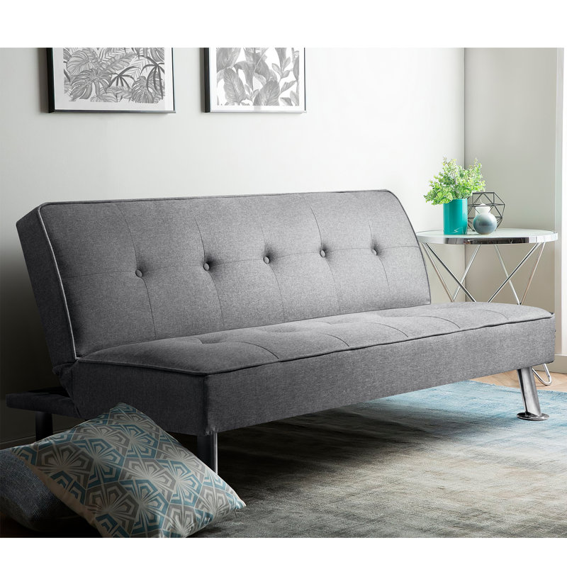 Twin 65'' Upholstered Sleeper, Gray Linen