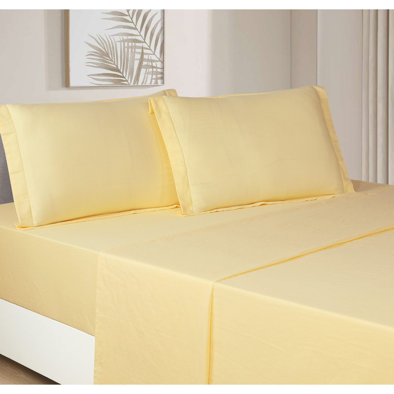 Ensemble de draps 100% coton Twinkle, Ensemble de draps pour grand lit avec 2 taies d'or