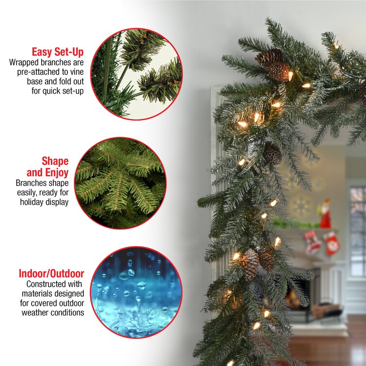 National Tree Company 9 ft. Snowy Morgan Spruce Garland with Twinkly LED Lights