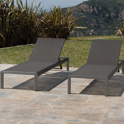 Chaise longue d'extérieur en maille 2 gris