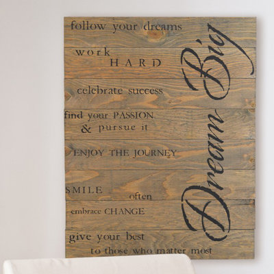 Décoration murale en bois "Dream Big"