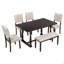 Ensemble de table et chaises de salle à manger 6 pièces avec pieds de forme spéciale et dossiers et coussins recouverts de mousse pour la salle à manger (espresso)