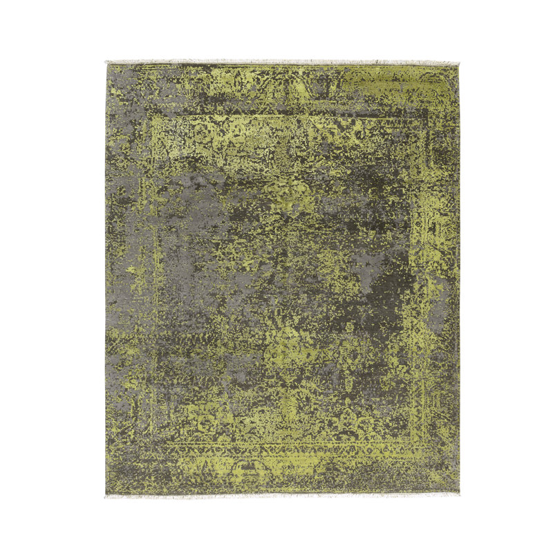 Hand-Knotted High-Quality Gray and Yellow Area Rug