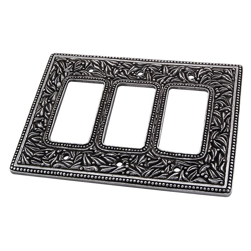 San Michele 3-Gang Rocker Combination Wall Plate, Antique Silver, 5.25" H x 7.13" W x 0.31" D