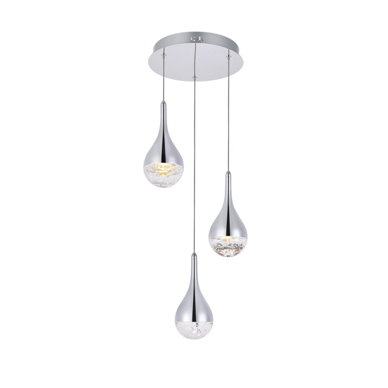 Luminaire suspendu à DEL en forme de larme Carilyn, 3, H 9 po x l 12 po x P 12 po