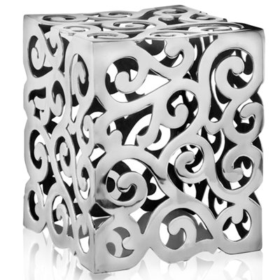 Contemporary 17" Silver Aluminum Square End Table