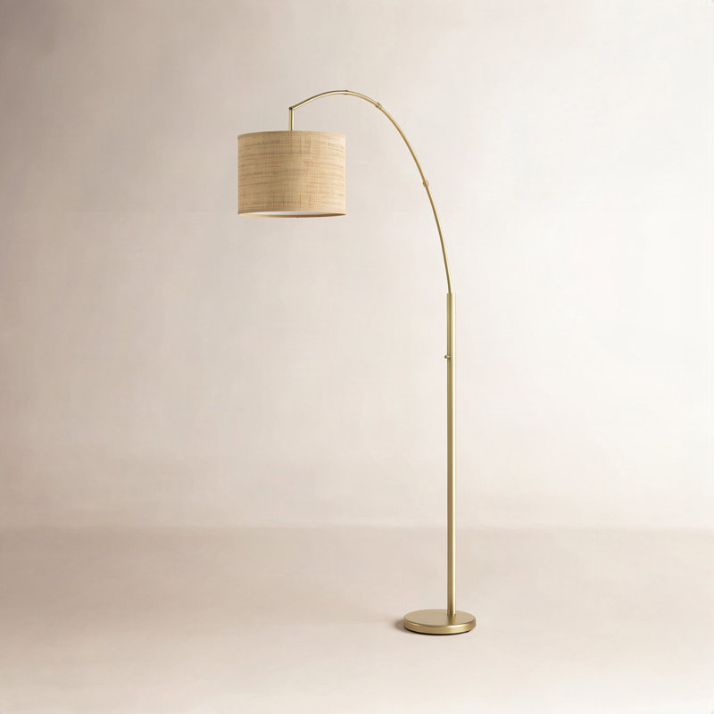 Lampe sur pied arquée 73,5 po Felice, Laiton antique, Beige
