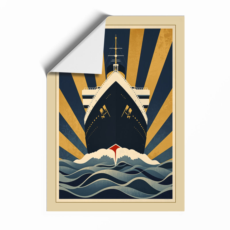 Maritime Sunrise Art Deco - Framed Print, Unframed, A3 - 42.0 x 29.7 cm