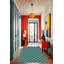 Tapis décoratif moderne à motif géométrique vert-52363527
