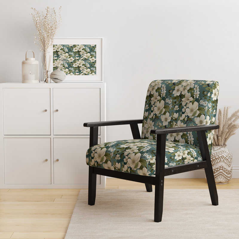 Chaise d'appoint florale Cobalt, Belle orchidée grise et blanche en fleurs III