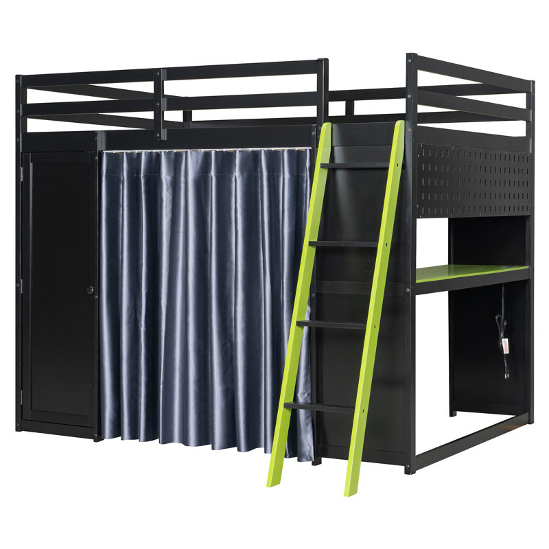 Lit mezzanine en bois avec, Vert