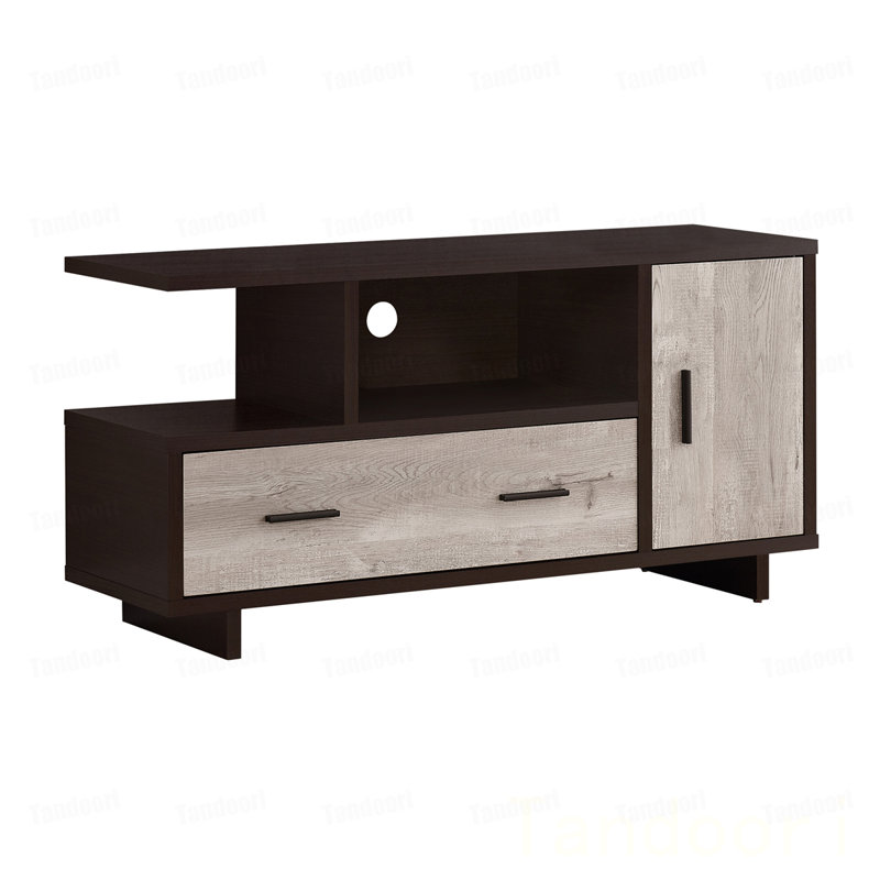 Meuble télé, console, meuble multimédia, armoire de rangement, tiroirs, salon, chambre à coucher, stratifié brun