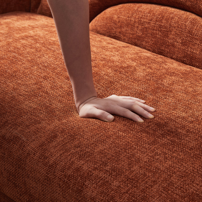 3 Seater Loveseat, Ocher Polyester, 80cm H x 126cm W x 78cm D