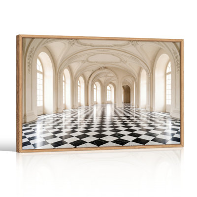 Ensemble de 1 tableau sur toile à damier pour couloir