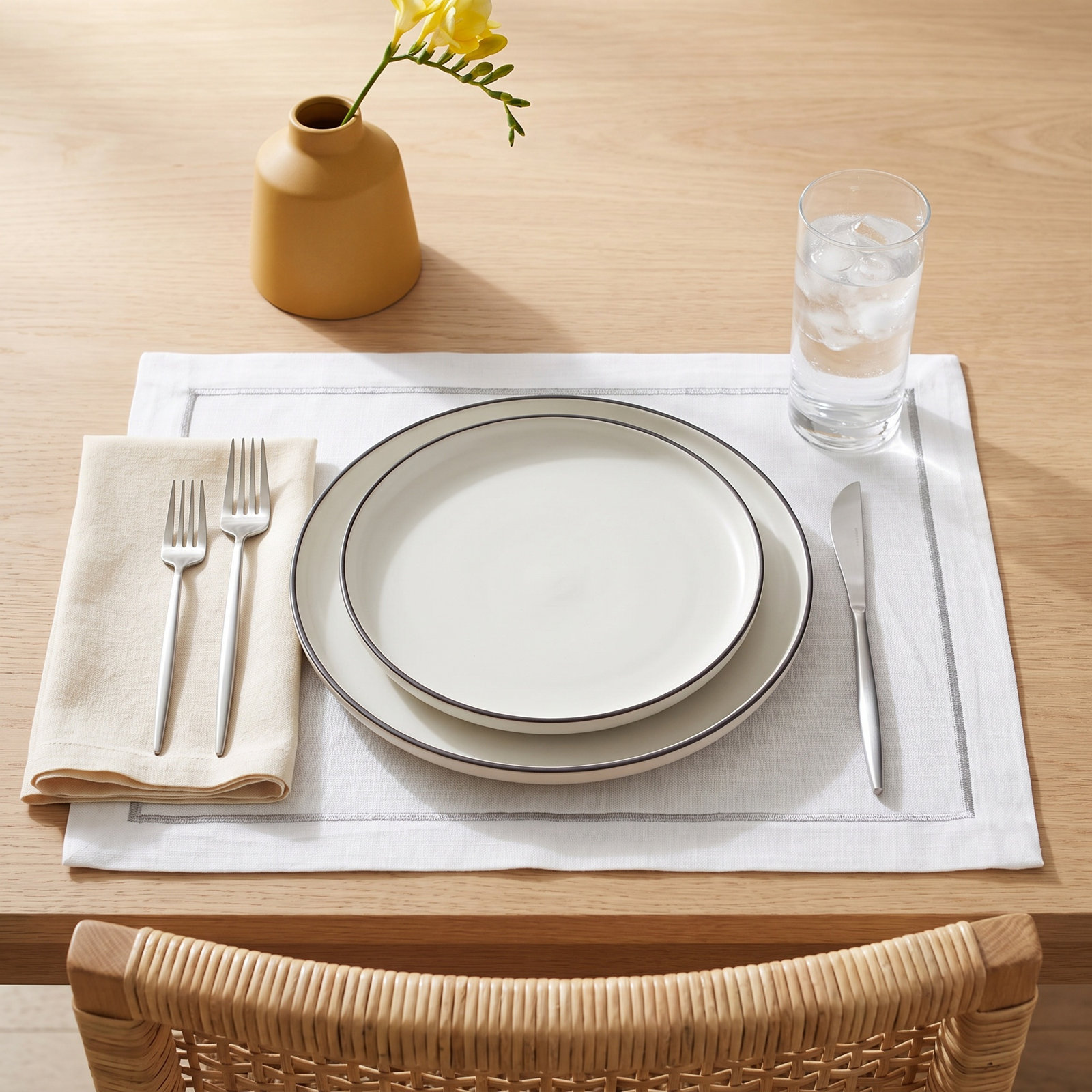 Embroidered Placemat, Silver