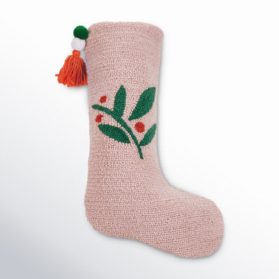 Pink Berries with Pom Tassel Hook Stocking