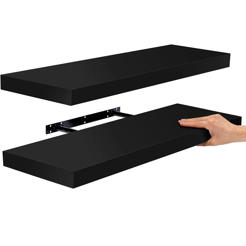24" Floating Shelves with Invisible Mounting, Black