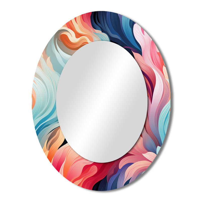 Miroir mural moderne rose et bleu, H 43 po x l 33 po