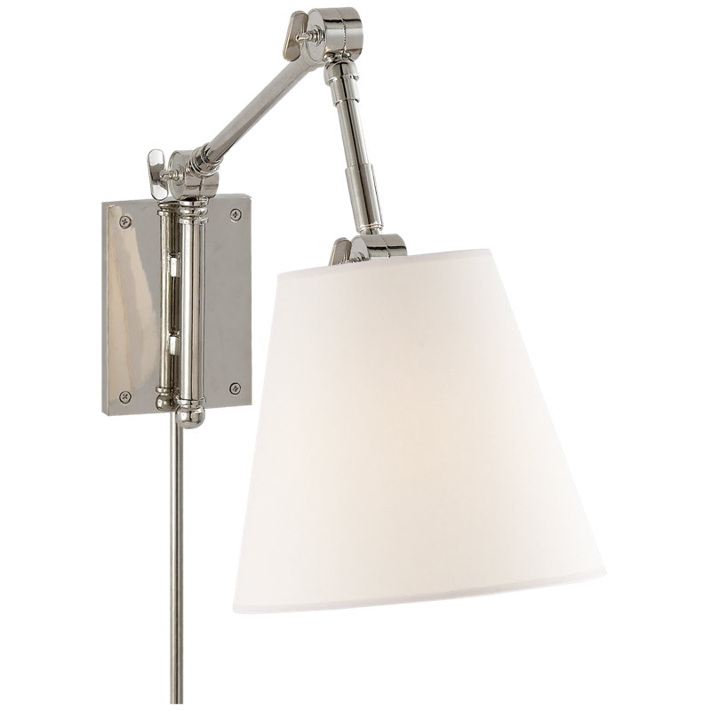 Suzanne Kasler Graves Pivoting Sconce, Polished Nickel, Fabric