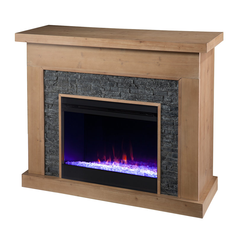 Gorkem Standlon Color Changing Fireplace with Faux Stone