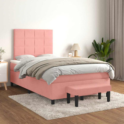  Lit sommier tapissier avec matelas rose