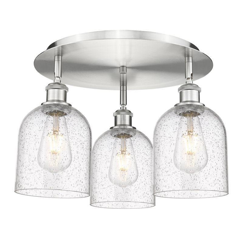 Plafonnier semi-encastré en verre Odaniel, Bullé, Nickel satiné