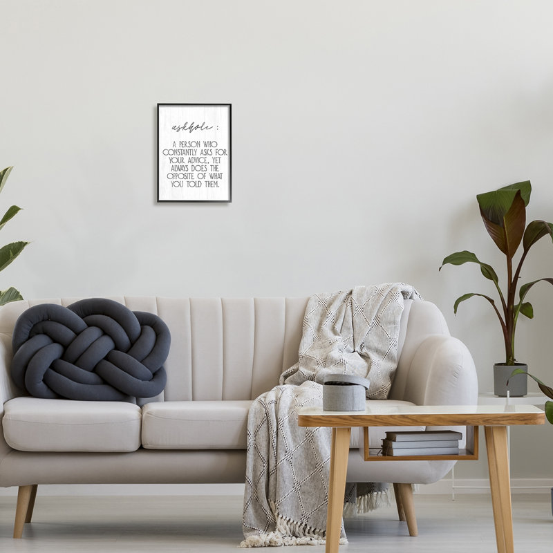 Drôle définition de Askhole, Giclée encadrée noir minuit, H 14 po x l 11 po x P 1,5 po