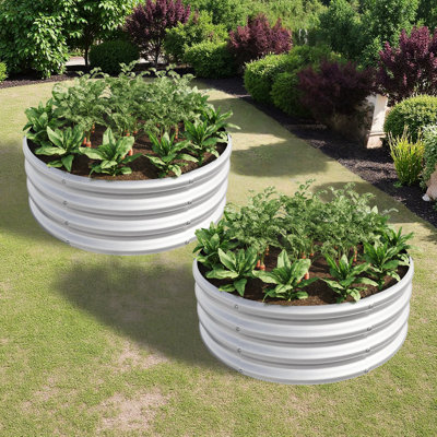 2Pcs W840116761 Metal Raised Garden Bed With - Rust Coating For Long Lasting Planting Of Herbs And Succulents, 110 Gal. Soil Space Galvanized Planter Box Avoiding Root Rot, Open Bottom Good Aeration