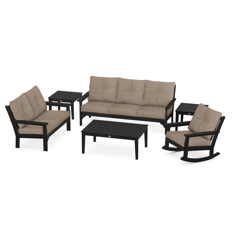 Vineyard 6-Piece Deep Seating Set, Mahogany, Spiced Burlap