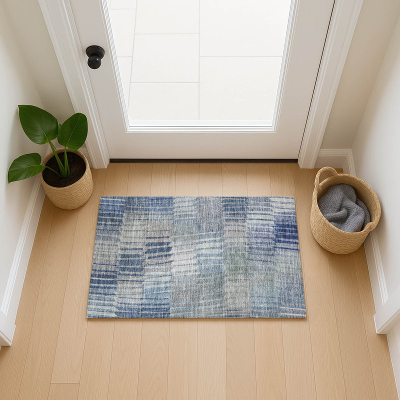 Machine Washable Indoor/Outdoor Huseby ACN2271 Stripes Rug, Rectangle 1'8" x 2'6"