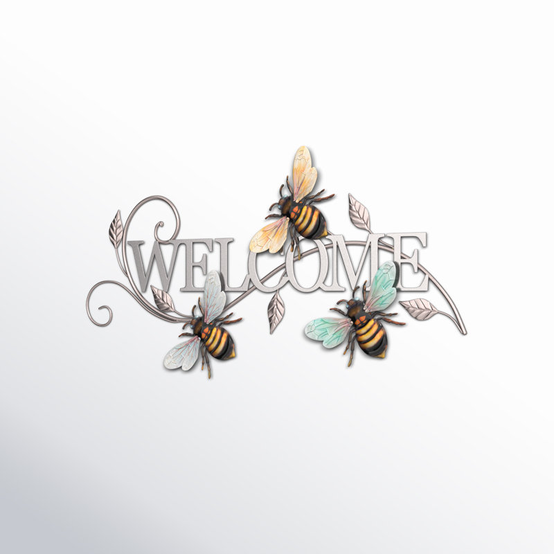 Décoration murale Helmick 12,5 pouces Luster Welcome, Abeille