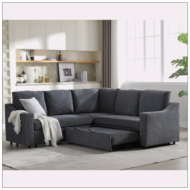 Canapé-lit en chenille 81,5 po Idalmis, Gris chenille