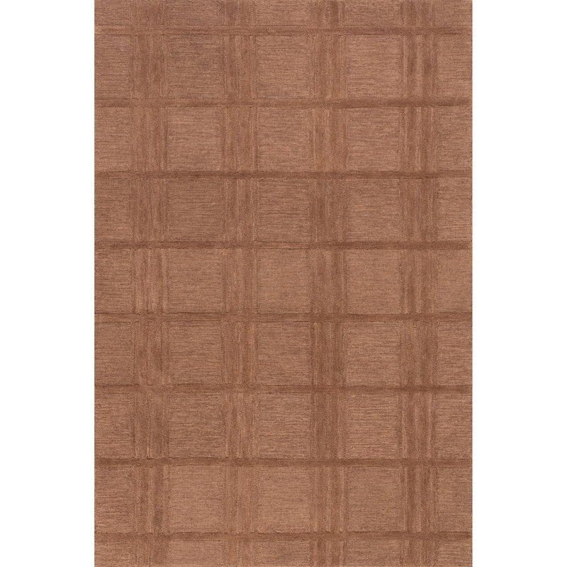Mallory Rust Handmade Tufted Wool Plaid Area Rug 5' x 8'