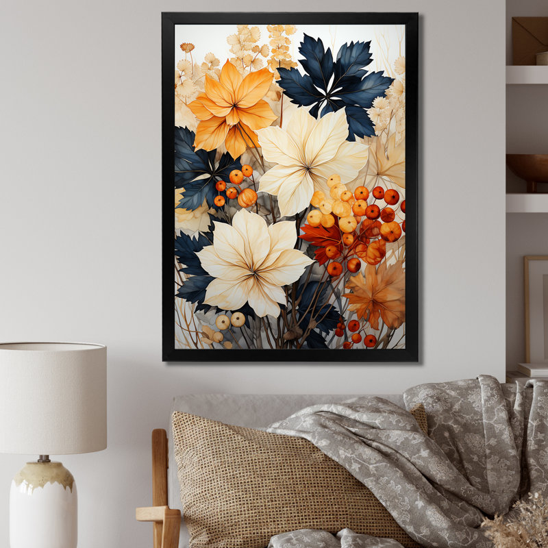 Feuilles d'automne, palette en sourdine III - impression, Cadre photo noir, H 20 po x l 12 po x P 1 po