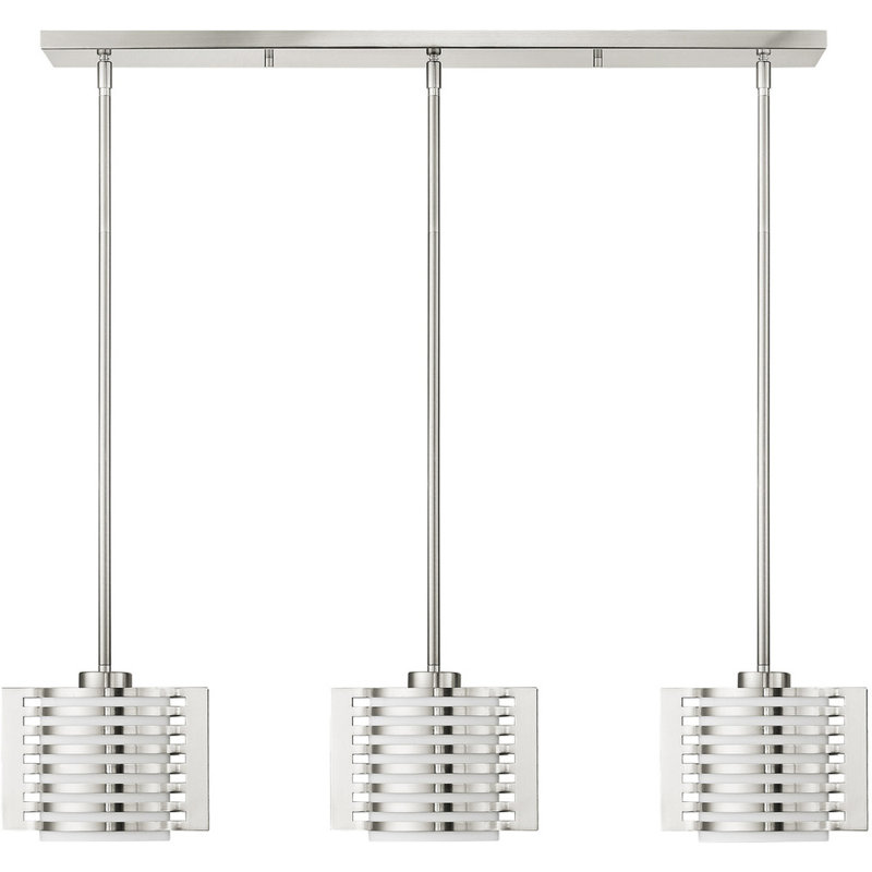 Lustre classique à 3 lumières avec abat-jour, Nickel