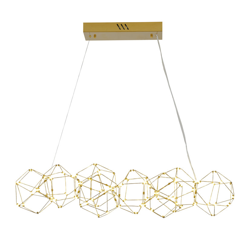 Lustre à DEL en acier inoxydable, H 14 po x l 66 po x P 22 po
