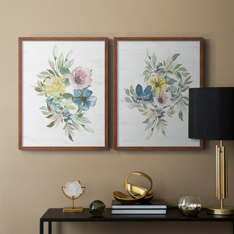 «Spring Meadow Arrangement I», reproduction encadrée de qualité supérieure - prête à être accrochée - aucun clou requis - aucun clou requis