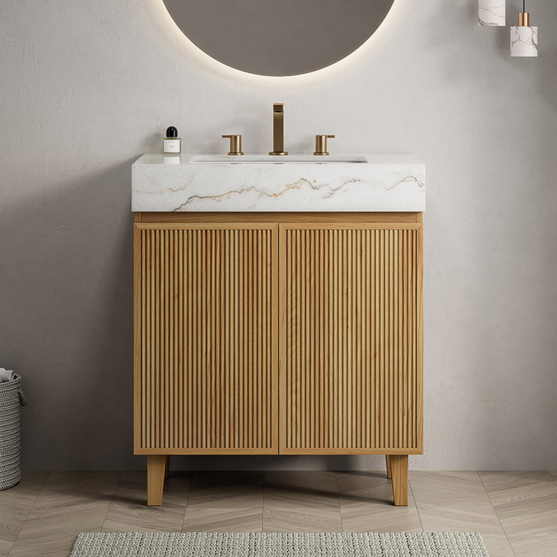 Meuble-lavabo autoportant avec lavabo LULA, Tan