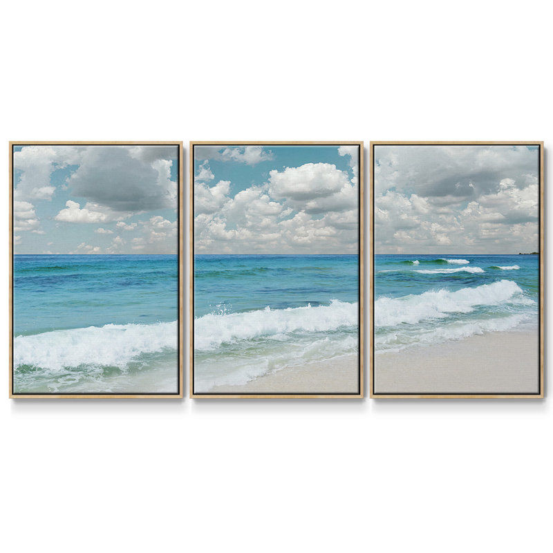 «Beach Bliss», reproduction sur toile 3 pièces, Naturel, H 24 po x l 48 po x P 2 po