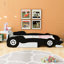 Lit plateforme simple en forme de voiture de course avec roues, noir