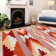 Orange Red Aztec Power Loom Area Rug