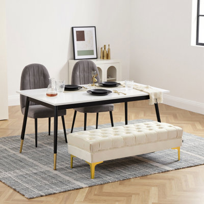 Banc de lit capitonné en velours