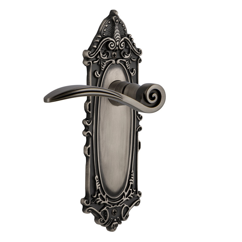 Victorian Plate Passage (Hall & Closet) with Swan Lever, Antique Pewter, 2.75"