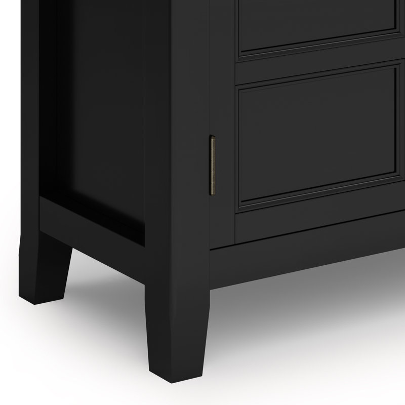 Burlington Black Solid Wood Low Storage Cabinet with Adjustable Shelves