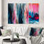 Oasis en bleu et rose II - ensemble de 3 impressions sur toile abstraites-1851294072