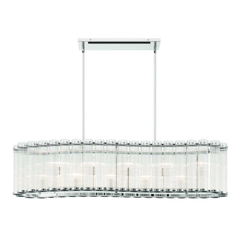 Lustre 10 lumières Glass, Nickel satiné