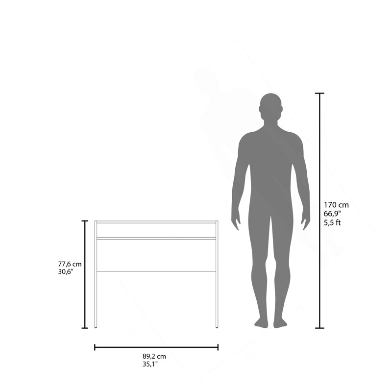 Stella 35" Wide Writing Desk  With Shelf, White