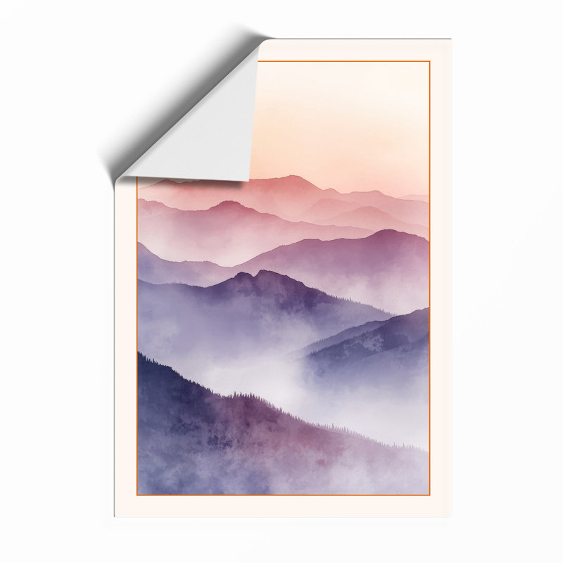 Mountains in Mist Scandinavian - Framed Print, Unframed, A4 - 29.7 x 21.0 cm